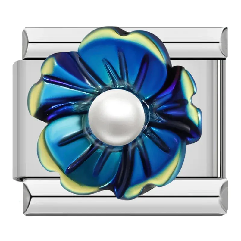 Pretty Flower Charms Links for Italian Charm Bracelet - Customize your bracelet adding a colofrull flower to your bracelet.