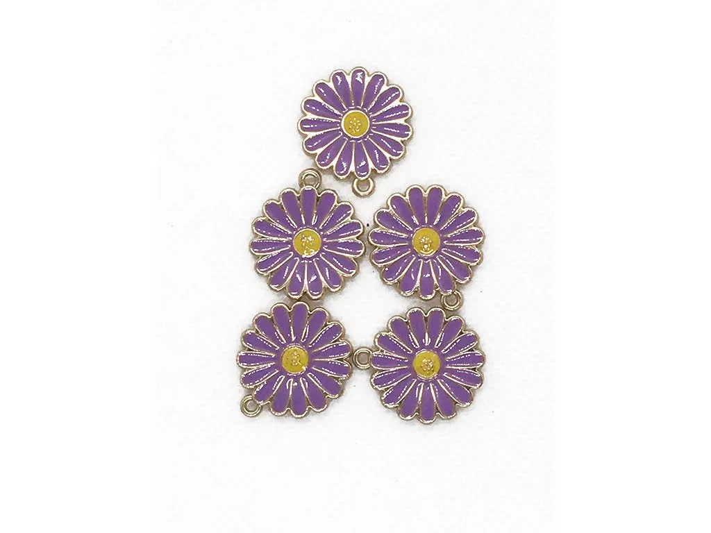 Purple Flower Metal Charms