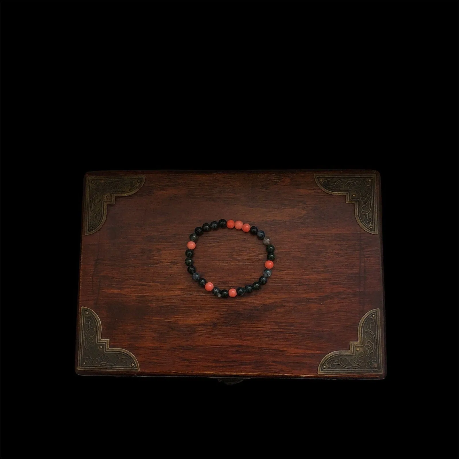 Red Jade and Moss Agate Beaded Bracelet