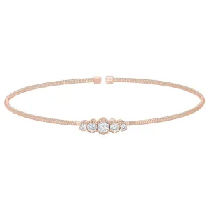 Rose Gold Finish Sterling Silver Cable Cuff Bracelet - LL7074B-RG