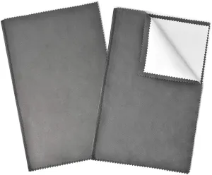 SEVENWELL 2pcs Jewelry Polishing Cleaning Cloth Large 10'' x 12'' for Sterling Silver Jewelry Gold, Diamond, Platinum, Precious Stones, Coins (Gray)
