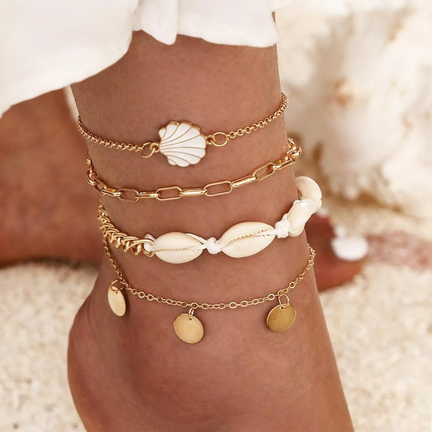 Shell Anklets for Women Seashell Ankle Bracelets Starfish Anklet Beach Jewelry Women Beach Fashion