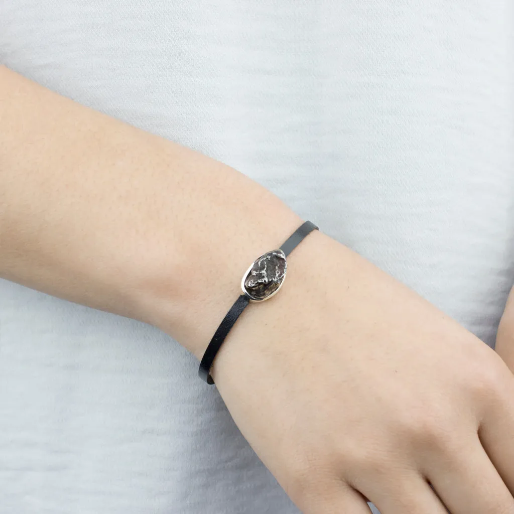 Sikhote-Alin Meteorite Leather Bracelet