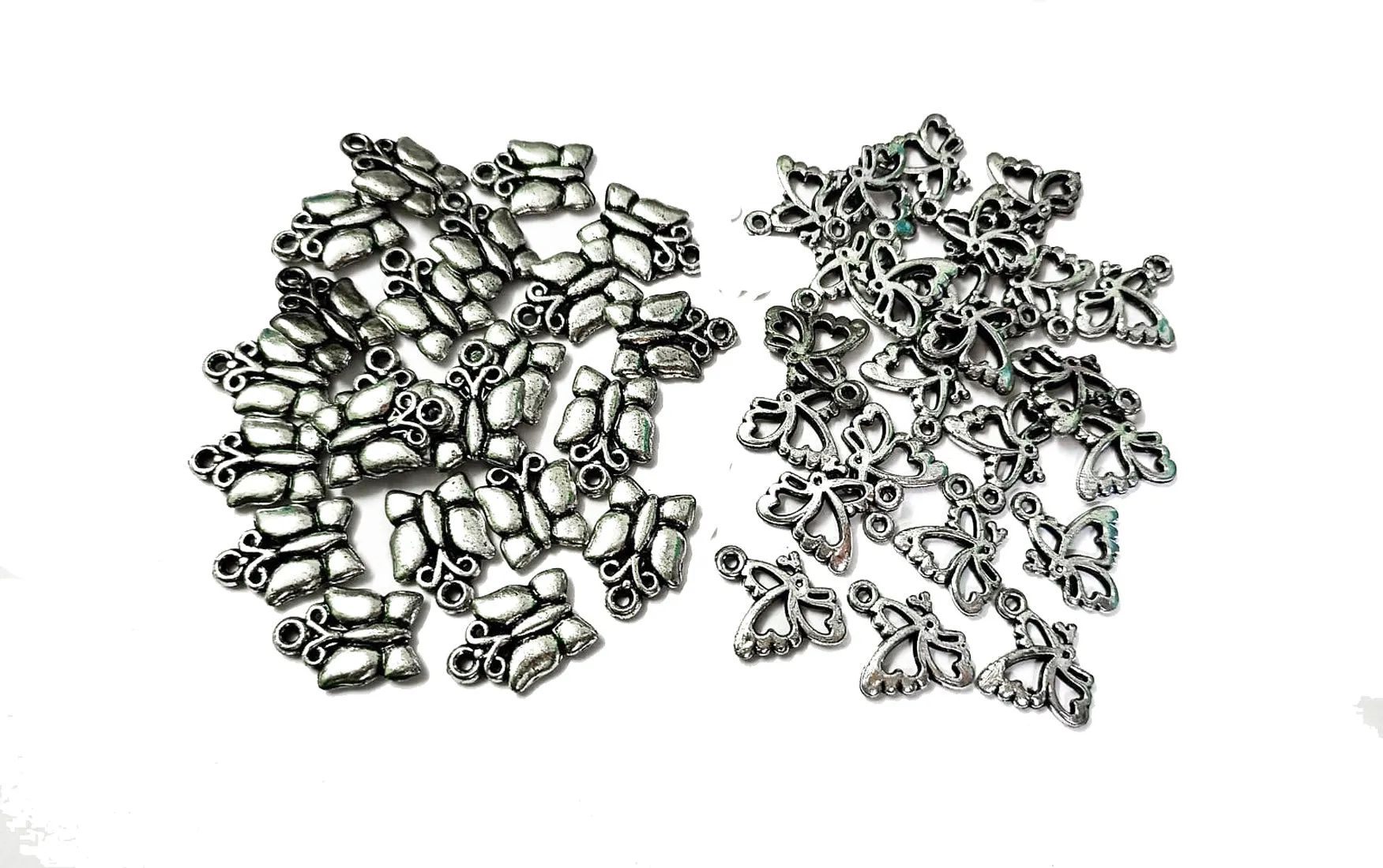 Silver Acrylic Oxidized Butterfly Charms
