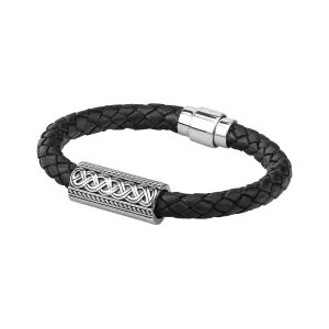 Silver & Leather Celtic Knot Bracelet