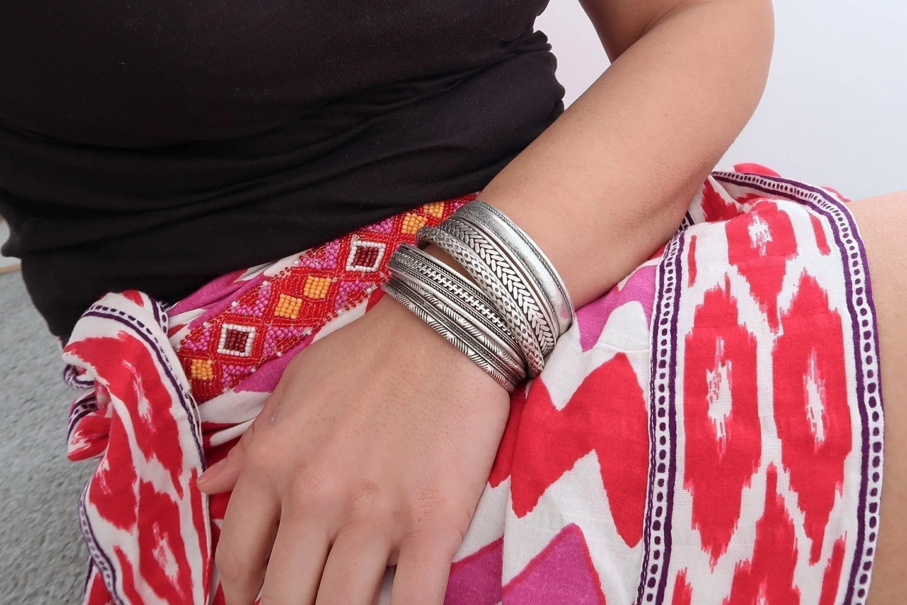 Silver Engraved Lines Cuff