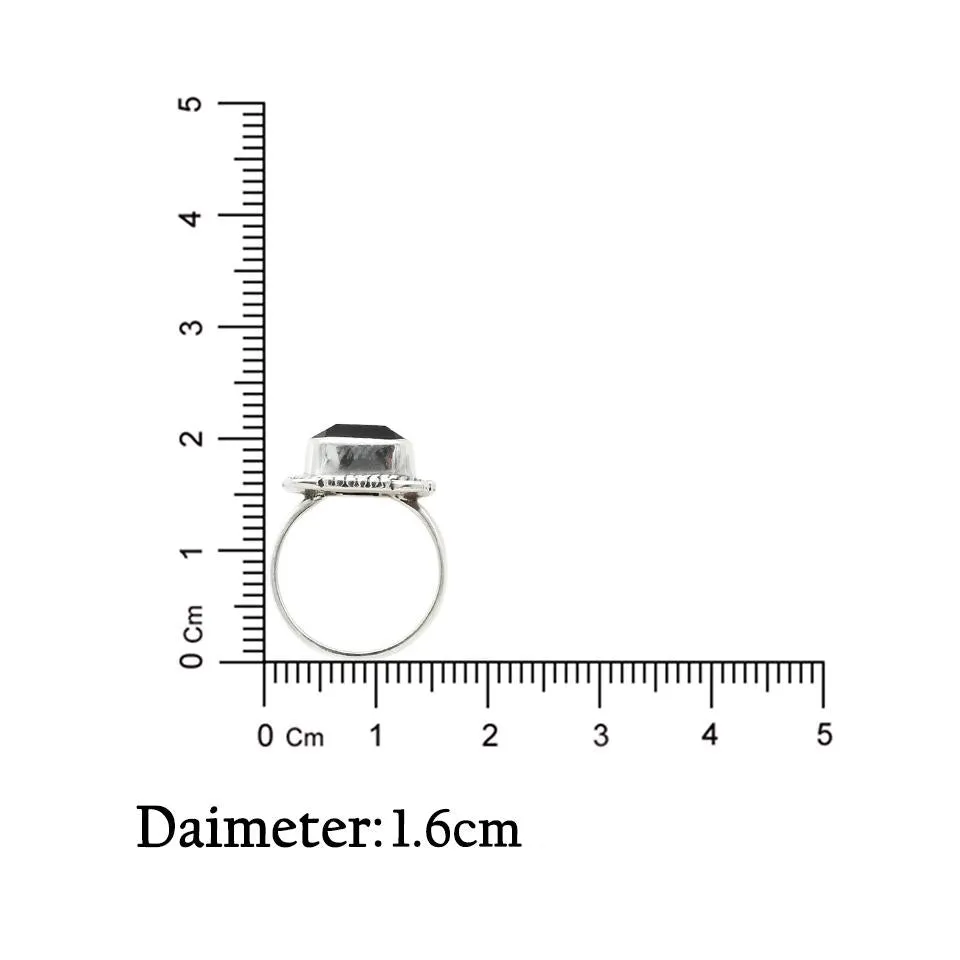 Silver Traditional Black Gem Girl's Ring