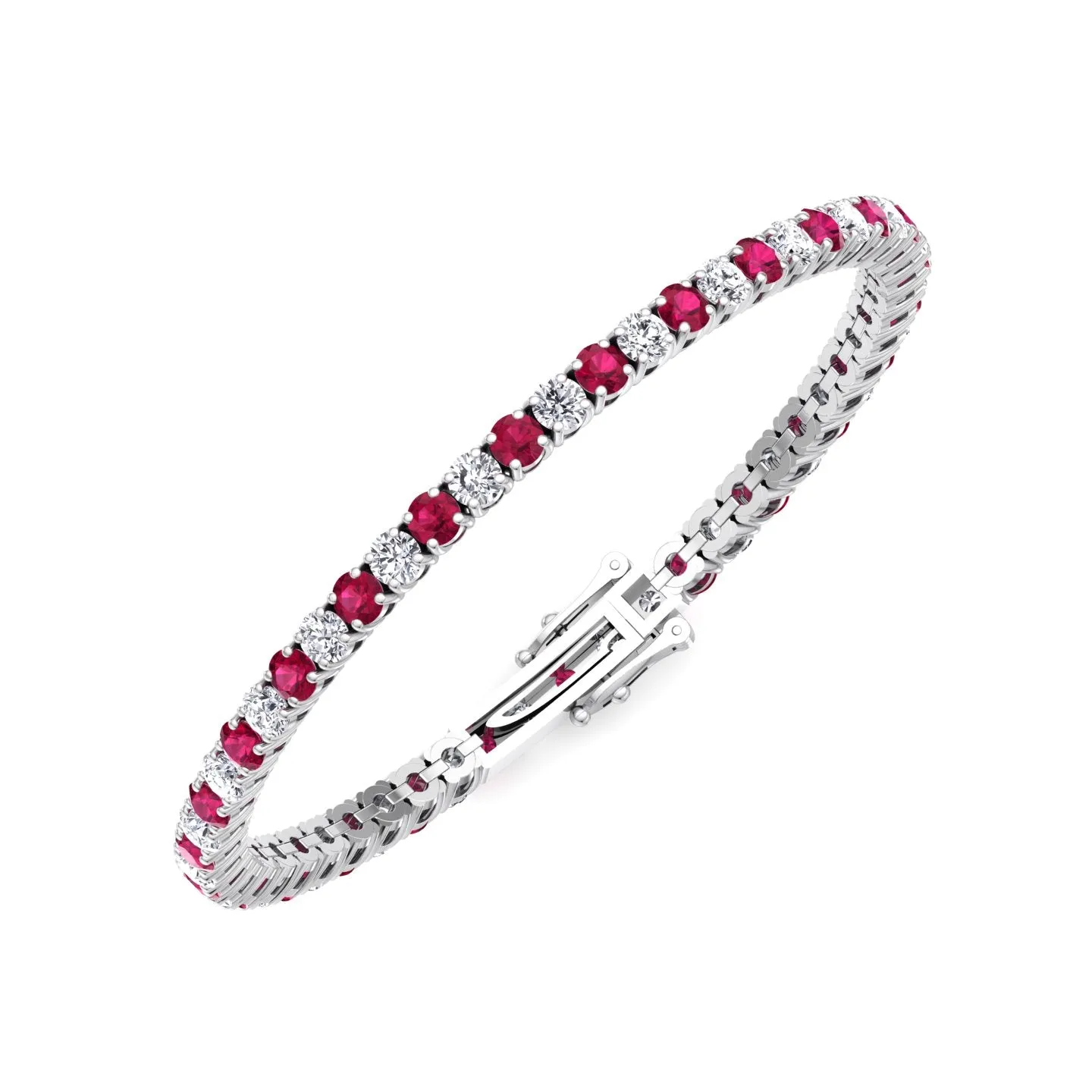Sophie - Natural Diamond & Ruby Tennis Bracelet