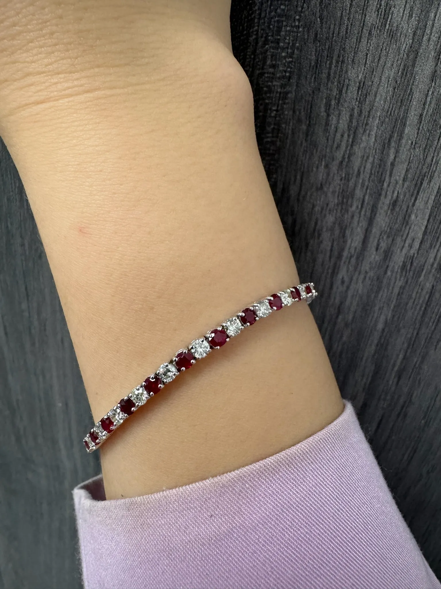 Sophie - Natural Diamond & Ruby Tennis Bracelet