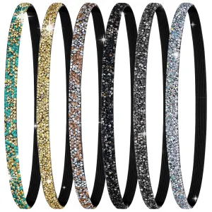 Sparkly Headbands for Women, 6 Pcs Elastic Headbandsfor Women Non Slip Shiny Rhinestone Headband Sweaty Bands Headbands for Women Sports And Yoga Hair Accessories