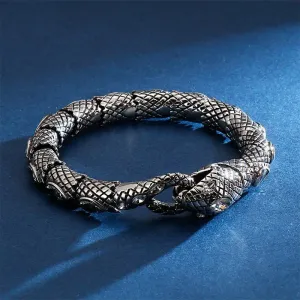 Stainless Steel Snake Bracelet - Boiled Black | Titanium Steel | 5 Sizes