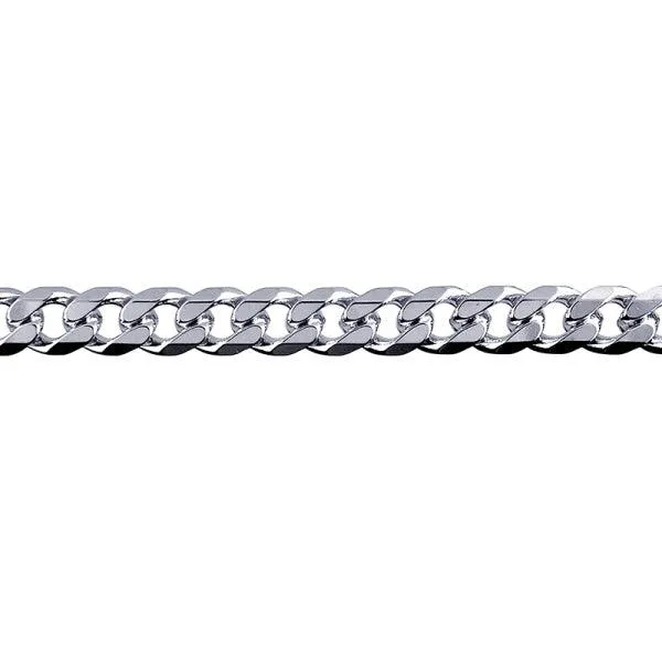 Sterling Silver Bevelled Diamond Cut Curb Chain (3.0mm Link)