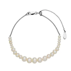 Sterling Silver Graduated White Pearl Bolo "Oyster Bracelet"