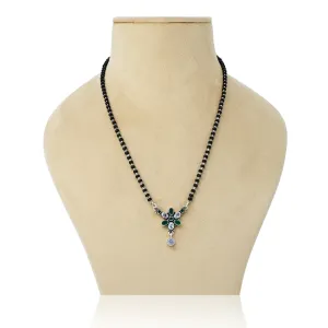 Sterling Silver Round Green Oval Gemstone Mangalsutra