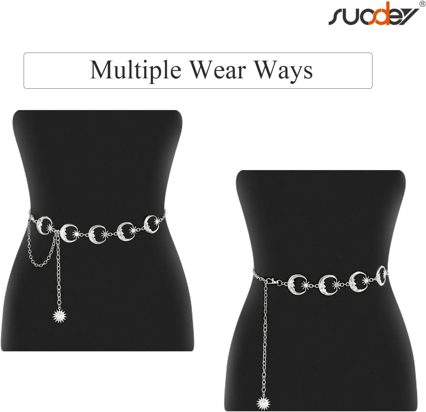 SUOSDEY Metal Chain Belt Women Belly Waist Chain Fashion Body Link Belts