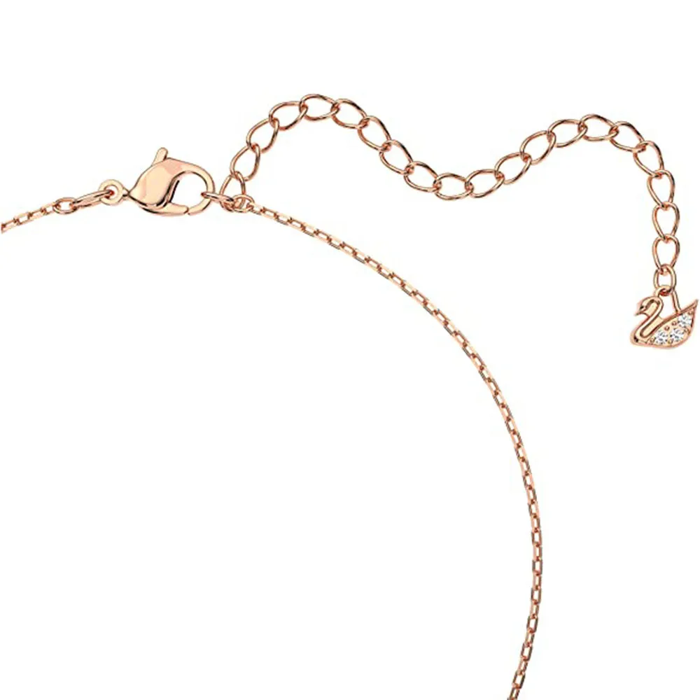 Swarovski Women's Pink and White Crystals Rose-Gold Tone Plated Chain Sparkling Dance Clover Pendant Necklace - 5514488