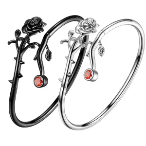 Tokyo Mart Gothic Vintage Rose Bracelets Jewelry Women Girls 3D Rose Flower Cuff Bangle Bracelet Romantic Birthday Valentine's Day Gifts