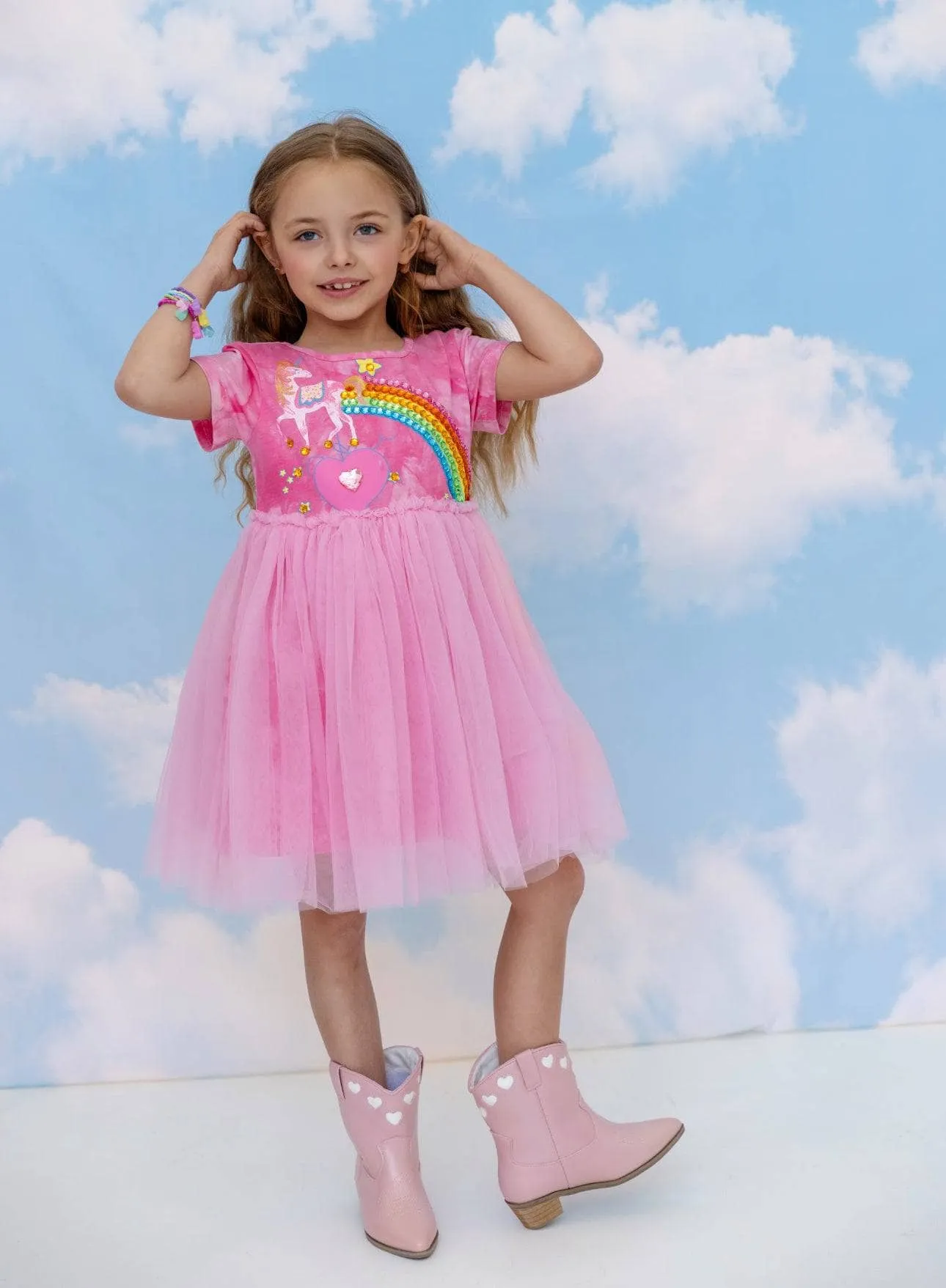 Unicorn Rainbow Gem Tie Dye Dress