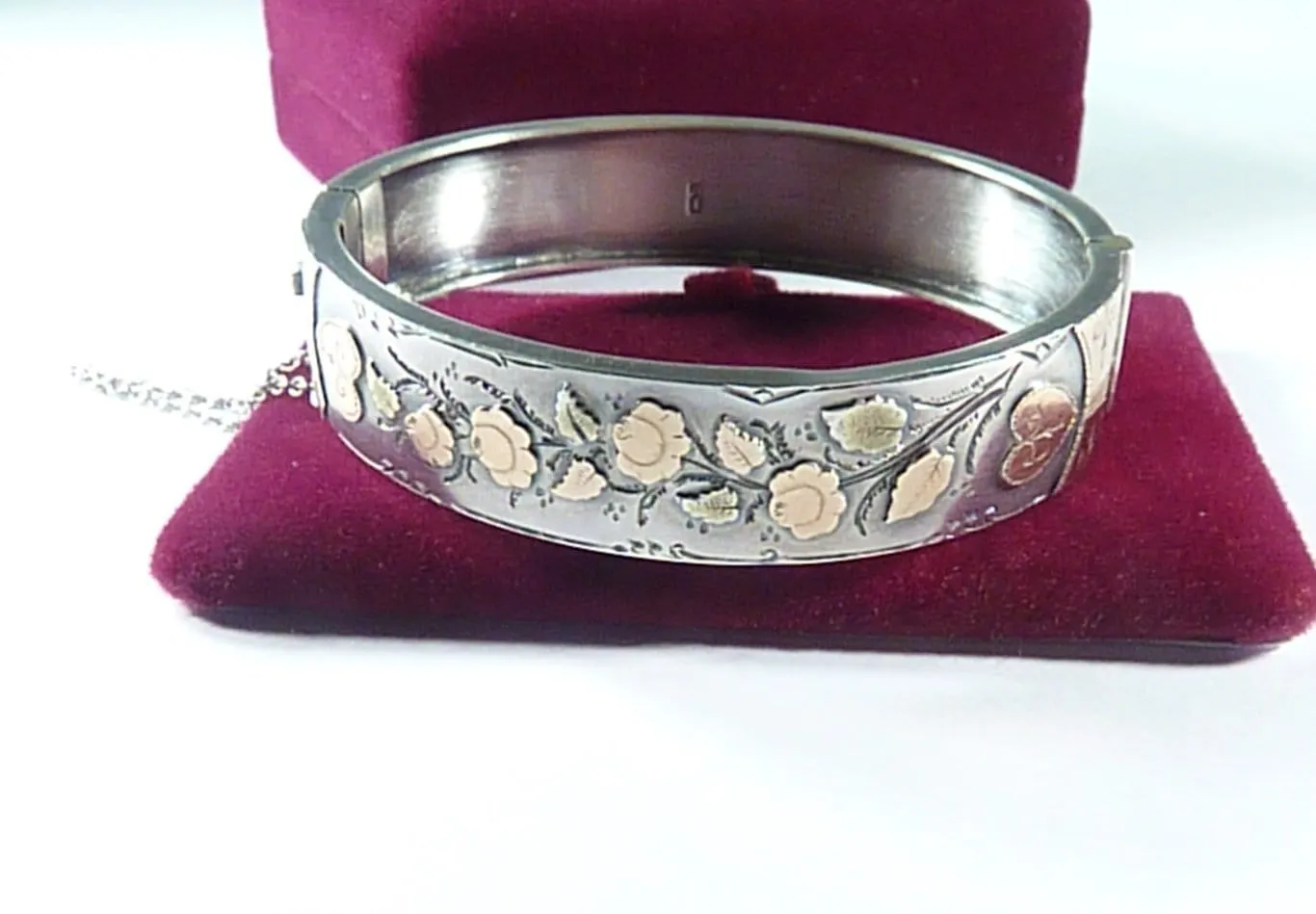Victorian Aesthetic Movement Hallmarked Silver And Gold Bangle 1887