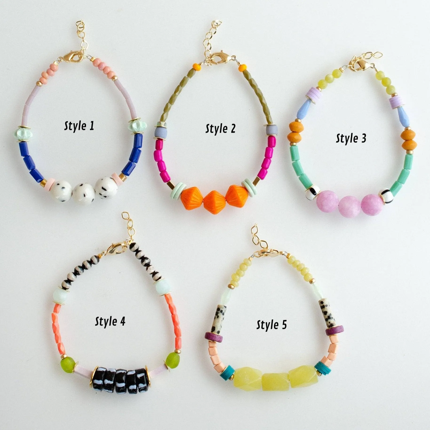 Zinnia Colorful Beaded Stacking Bracelets by Jill Makes