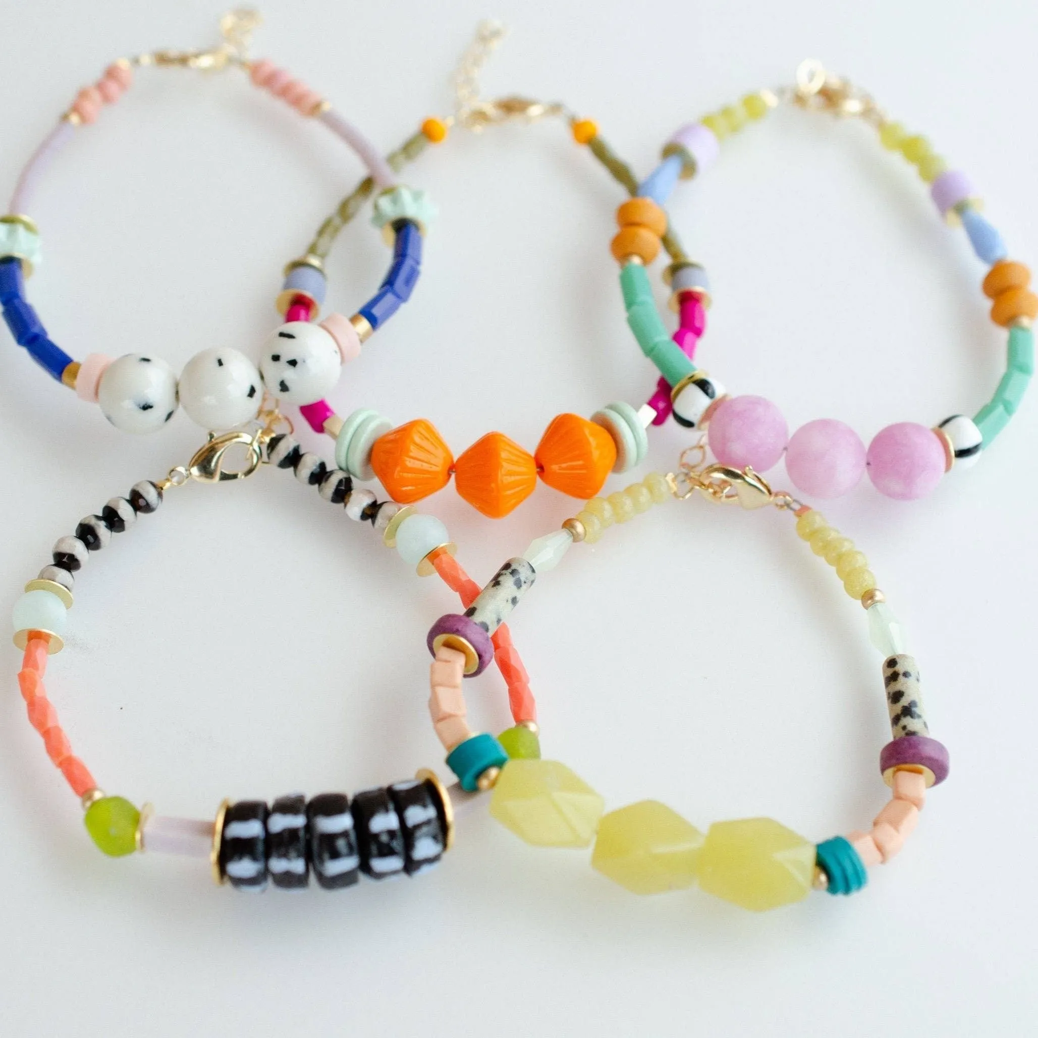 Zinnia Colorful Beaded Stacking Bracelets by Jill Makes