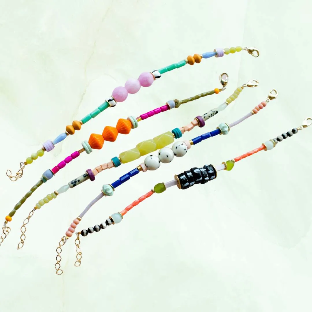 Zinnia Colorful Beaded Stacking Bracelets by Jill Makes
