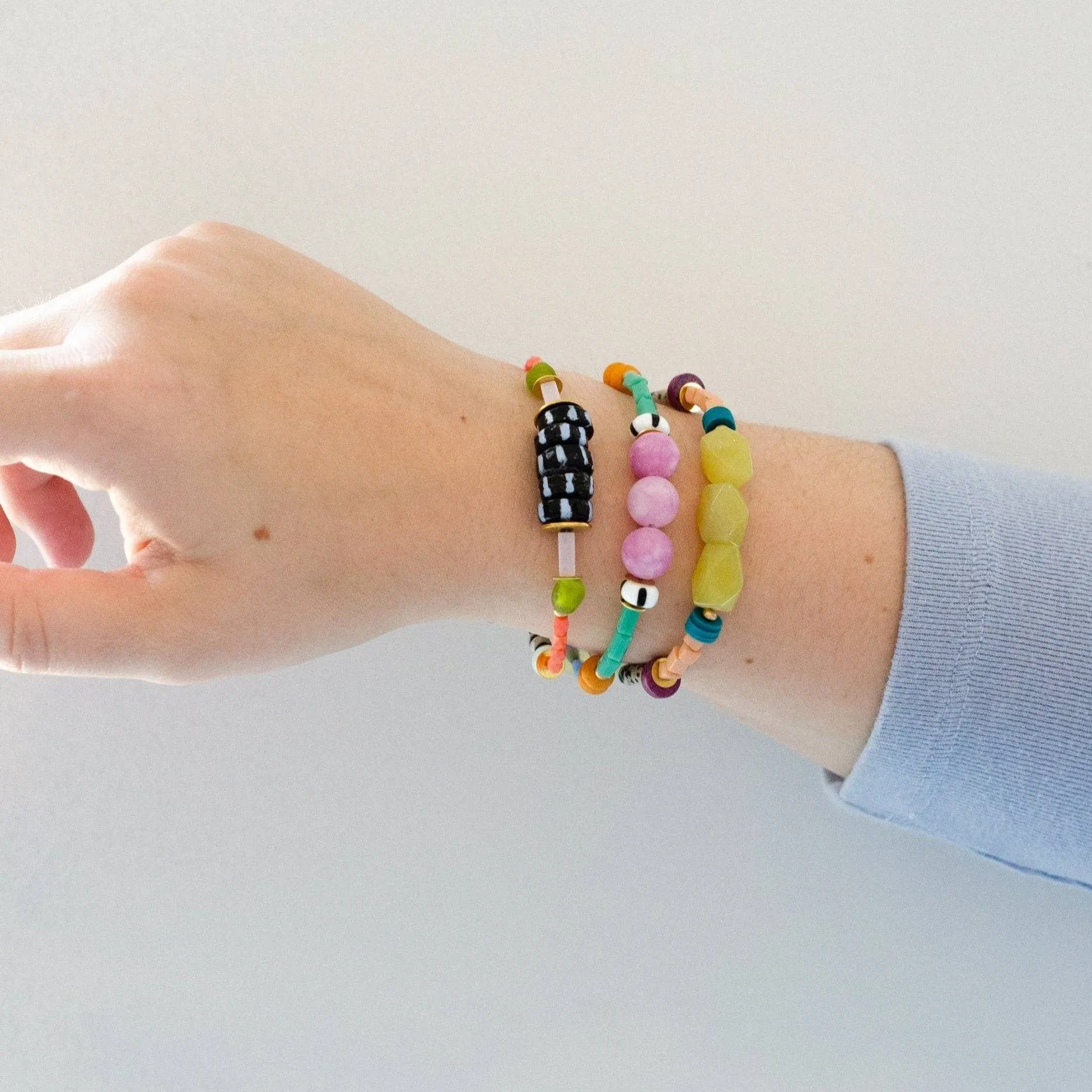 Zinnia Colorful Beaded Stacking Bracelets by Jill Makes